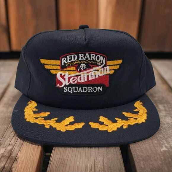 Vintage Red Baron Premiums Stearman Squadron Snapback Hat Flight Team Cap Pizza‎ - Picture 1 of 9